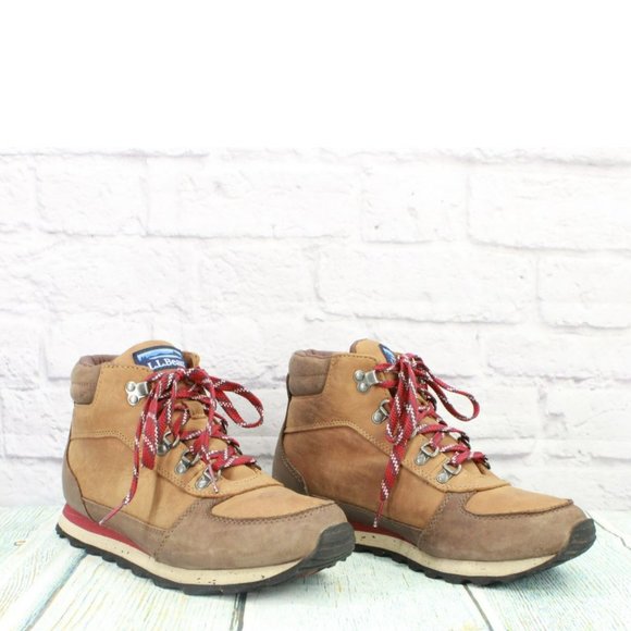 LL Bean Brown Leather Lace Up Waterproof Ankle Hiking Boots Size 8.5 M - Picture 3 of 9